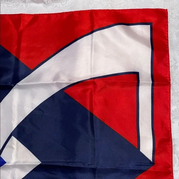 Vintage 1960’s “Di Nardo” Red, White & Blue Geometric Silk Scarf.  27x27”. - Picture 5 of 5